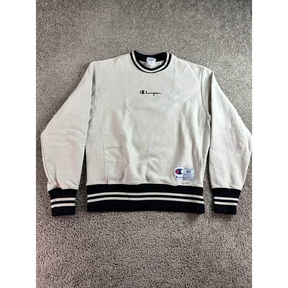 Champion Reverse Weave Sweatshirt Mens Medium Beige Signature Embroidered * - Picture 1 of 11